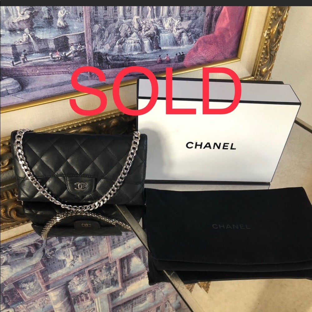 Chanel Large Trifold Chained Long Wallet